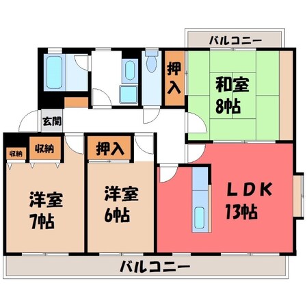 東武宇都宮駅 バス20分  細谷車庫下車：停歩10分 2階の物件間取画像